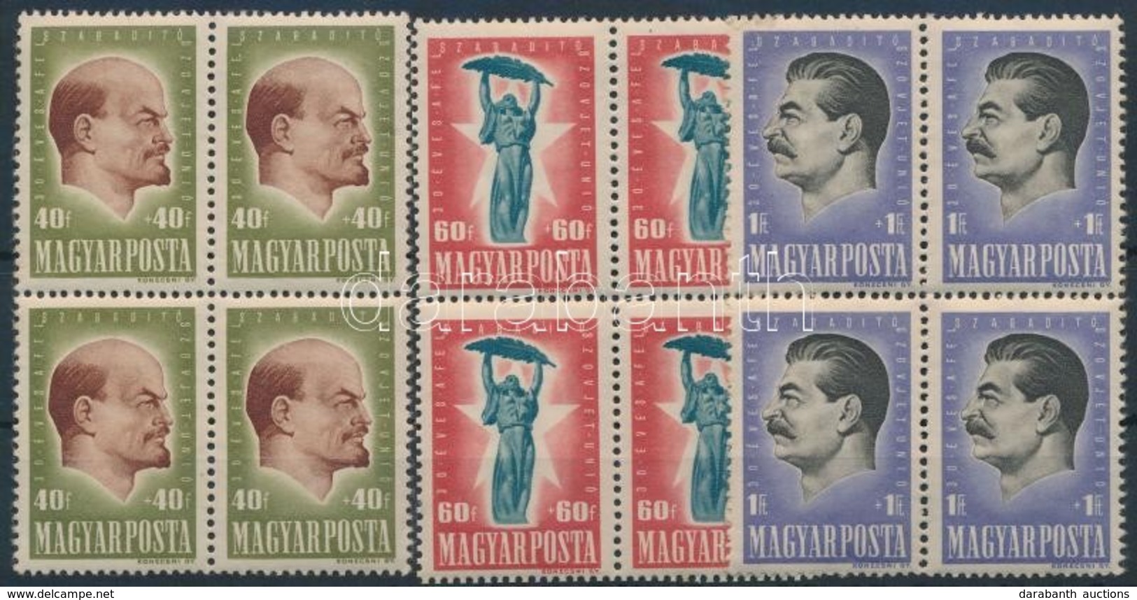 ** 1947 Harmincéves A Szovjetunió Sor Négyestömbökben / Mi 994-996 Blocks Of 4 - Autres & Non Classés