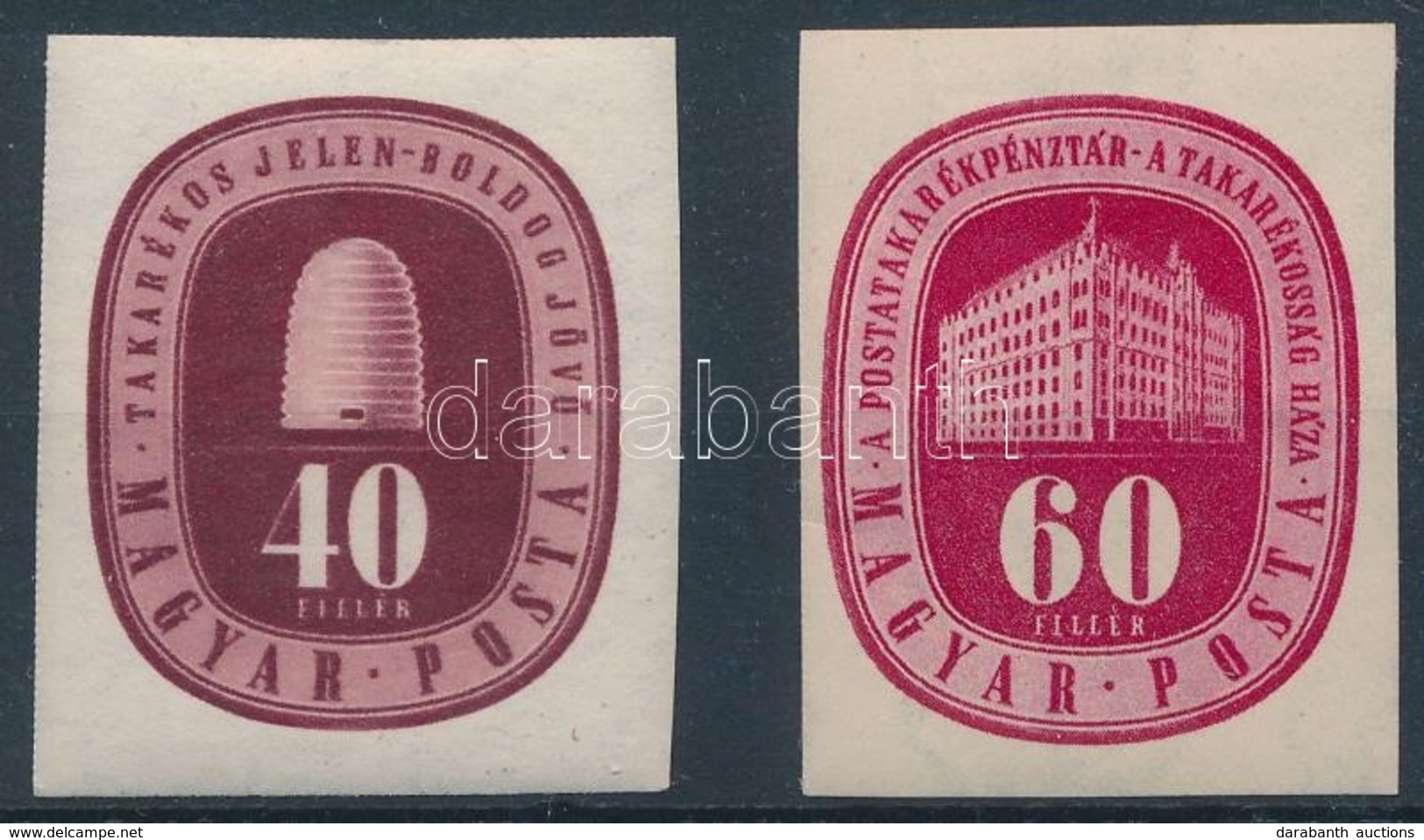 ** 1947 Takarékosság Vágott Sor IX-es Vízjel Helyett XI-es Vízjellel (60.000) / Mi 997-998 Imperforate Set With Watermar - Autres & Non Classés