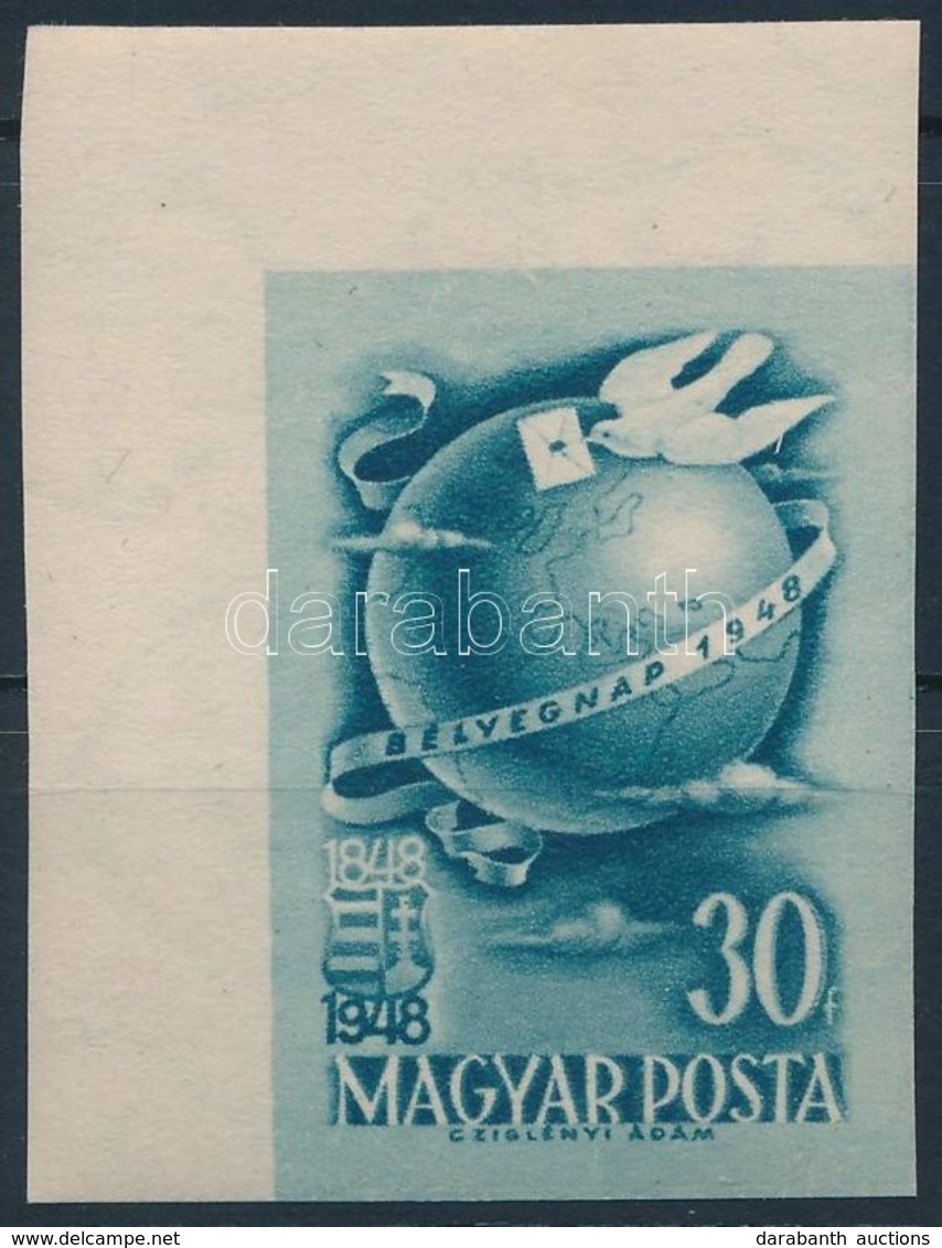 ** 1948 Bélyegnap (21.) ívsarki Vágott Bélyeg, Szép Minőségben (80.000) / Mi 1034 Imperforate Corner Stamp - Autres & Non Classés