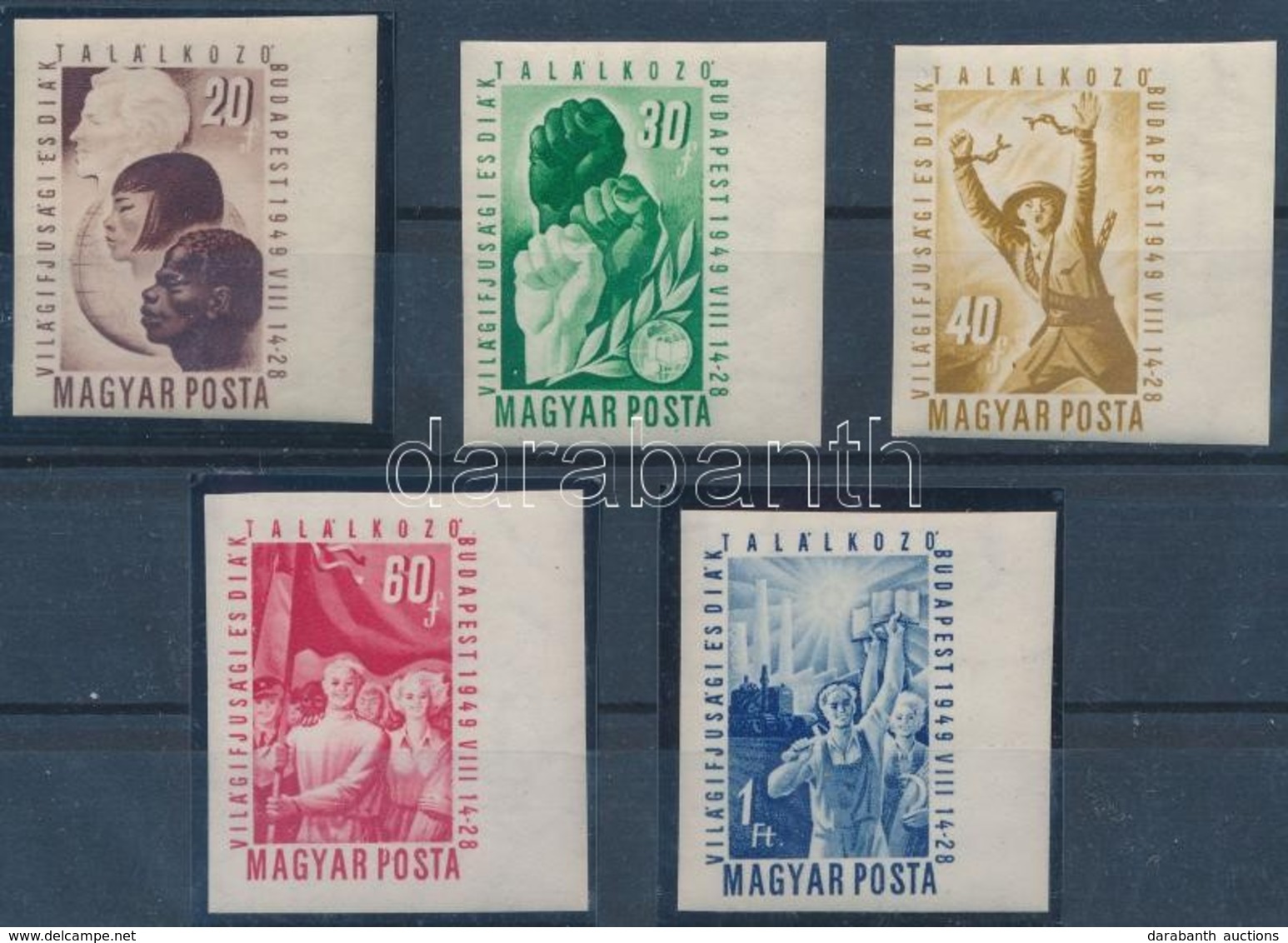 ** 1949 VIT (I.) - Budapest ívszéli Vágott Sor (20.000) / Mi 1048-1052 Imperforate Margin Set - Autres & Non Classés