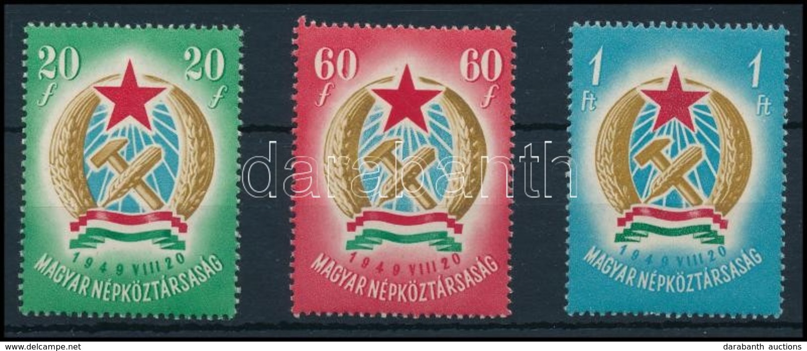 ** 1949 Alkotmány Sor Makkos Vízjellel (22.000) / Mi 1053 Ya-1055 Ya - Other & Unclassified