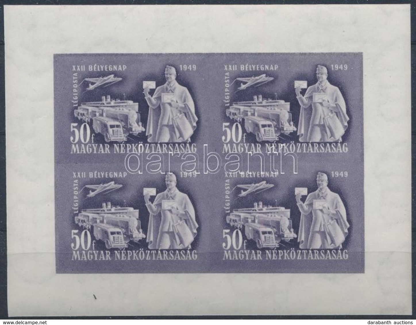 ** 1949 Bélyegnap Vágott Kisív (100.000) / Mi 1065 Imperforate Mini Sheet - Autres & Non Classés