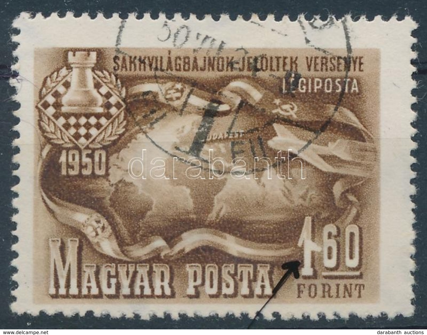 O 1950 Sakk 1,60Ft Tévnyomattal / Mi 1094 Plate Variety - Other & Unclassified