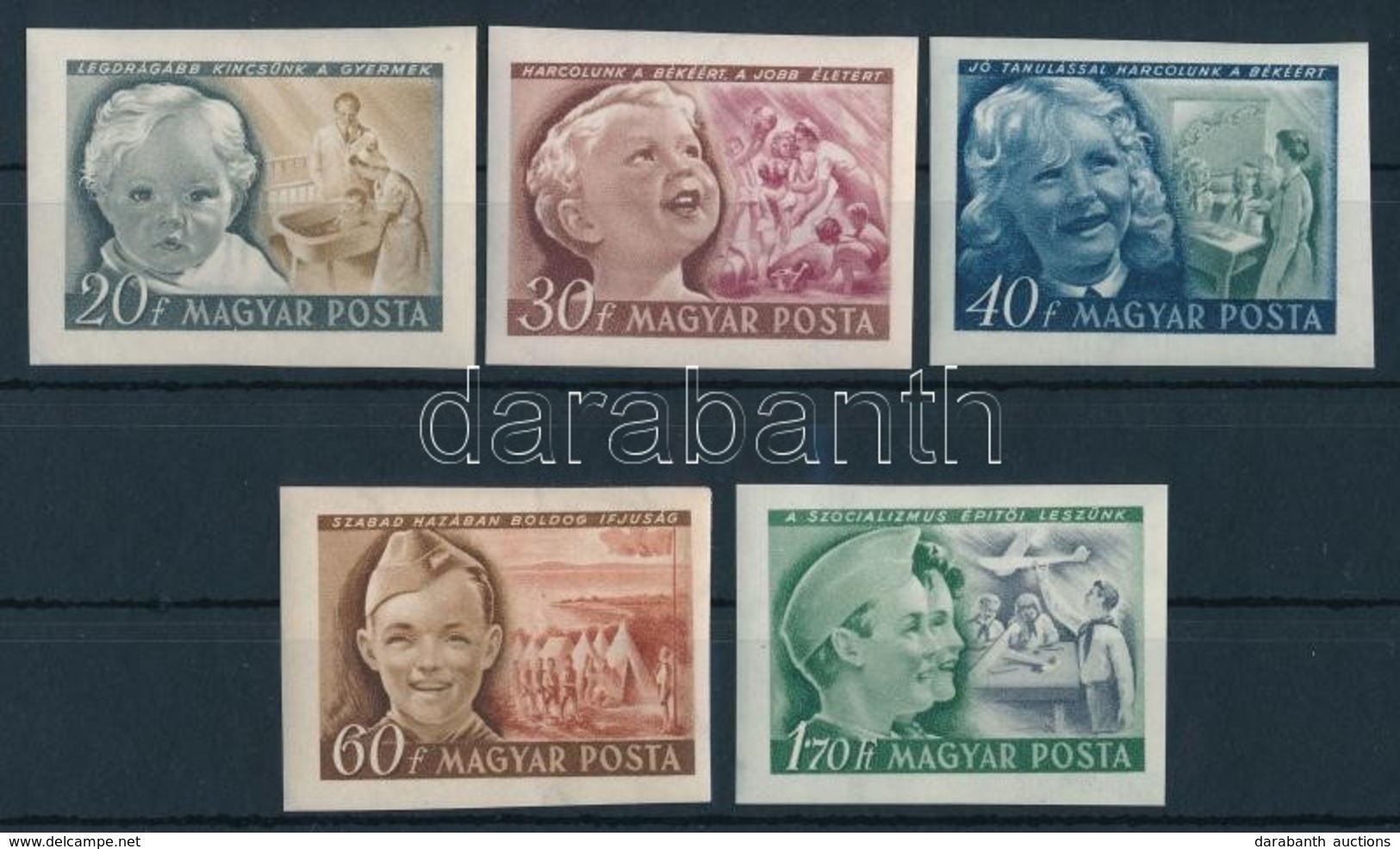 ** 1950 Gyermek I. Vágott Sor (13.000) / Mi 1101-1105 Imperforate Set - Autres & Non Classés