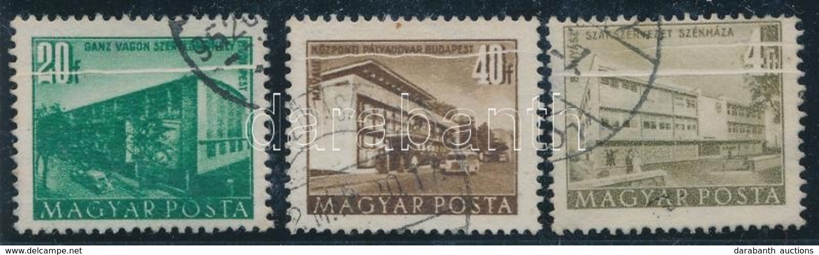 O 1951 Épületek 3 Klf Bélyeg Papírráncokkal 3 Stamps With Paper Crease - Autres & Non Classés