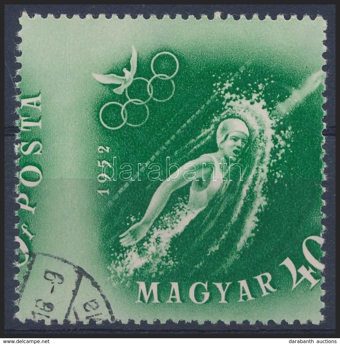 O 1952 Olimpia (I) 40f Erős Elfogazással / Mi 1248 With Strongly Shifted Perforation - Sonstige & Ohne Zuordnung