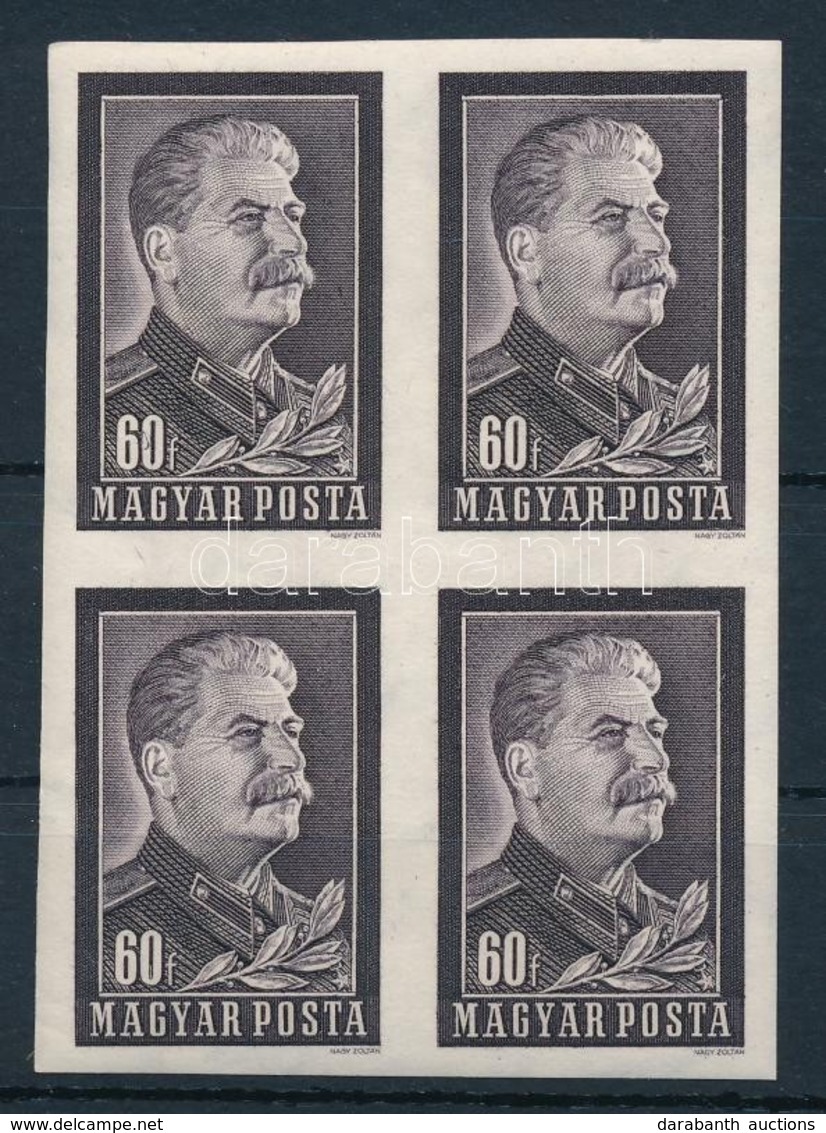 ** 1953 Sztálin-gyász Vágott Négyestömb (24.000) / Mi 1296 Imperforate Block Of 4 - Autres & Non Classés