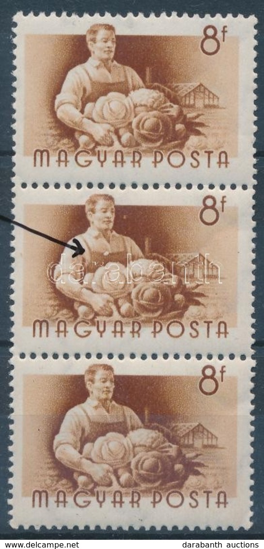 ** 1955 Munka 8f Hármascsík Lemezhibával / Plate Variety - Sonstige & Ohne Zuordnung