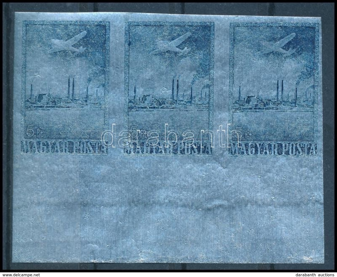 ** 1955 Alumínium Vágott ívszéli Hármascsík (45.000) / Mi 1449 Imperforate Stripe Of 3 - Other & Unclassified