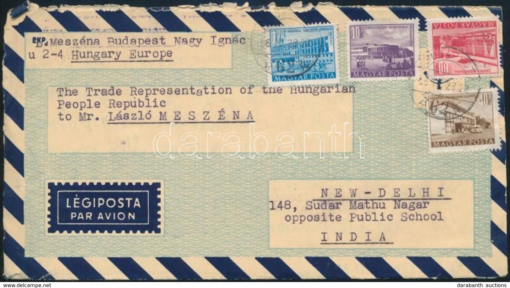 1956 Légi Levél Indiába / Airmail Cover To India - Autres & Non Classés