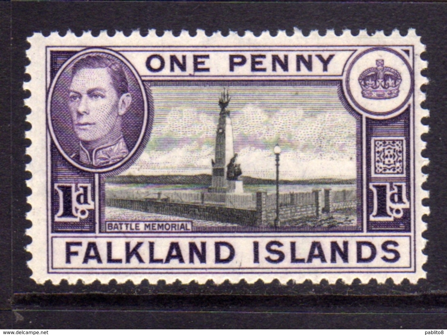 FALKLAND ISLANDS ISOLE 1938 BATTLE MEMORIAL KING GEORGE 1d  MNH - Falkland