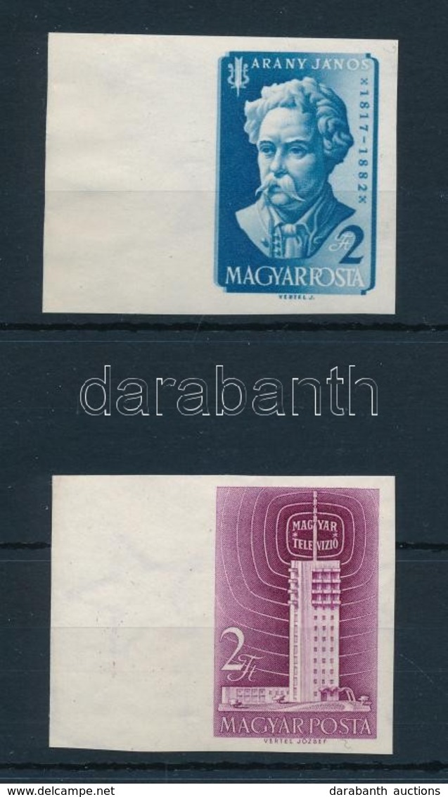 ** 1957-1958 Arany János és Televízió Vágott ívszéli Bélyegek / Mi 1497, 1511 Imperforate Margin Stamps - Sonstige & Ohne Zuordnung