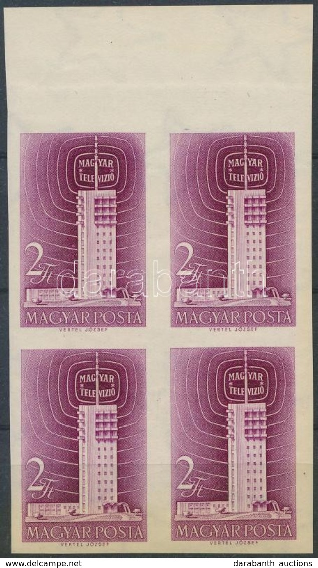 ** 1958 Televízió ívszéli Vágott Négyestömb (12.000) / Mi 1511 Imperforate Margin Block Of 4 - Autres & Non Classés