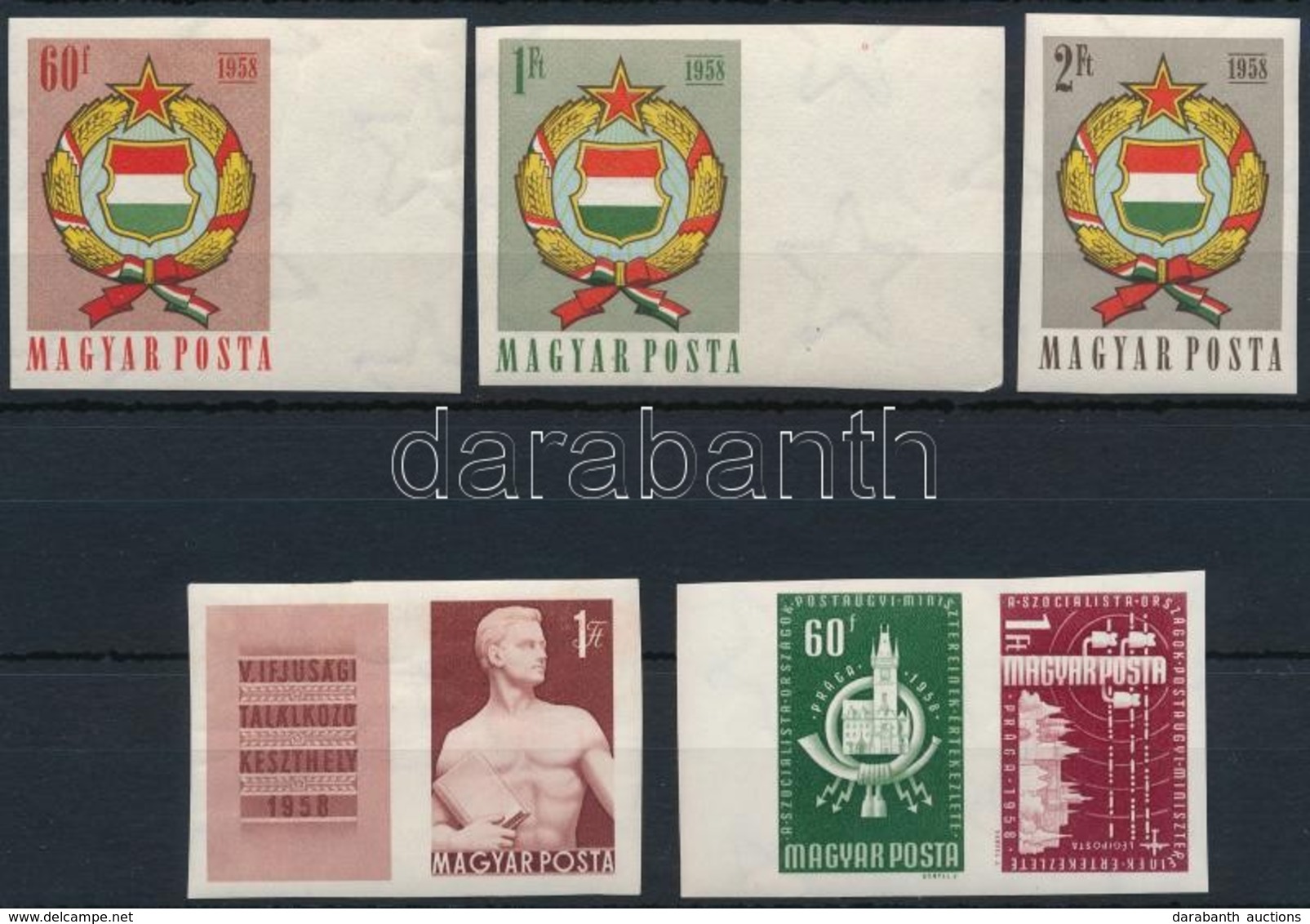 ** 1958 3 Klf Vágott Kiadás (11.000) / Mi 1528-1533 Imperforate Stamps - Autres & Non Classés