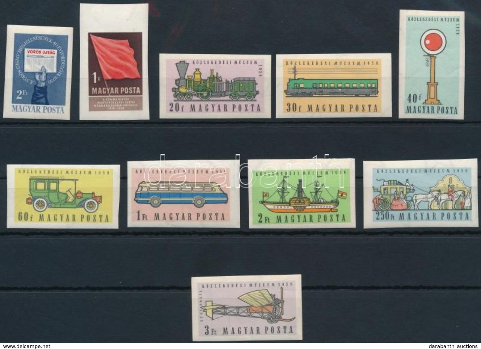 ** 1958-1959 KMP és Közlekedési Múzeum Vágott Sorok (14.000) / Mi 1559-1560 + 1584-1591 Imperforate Sets - Autres & Non Classés