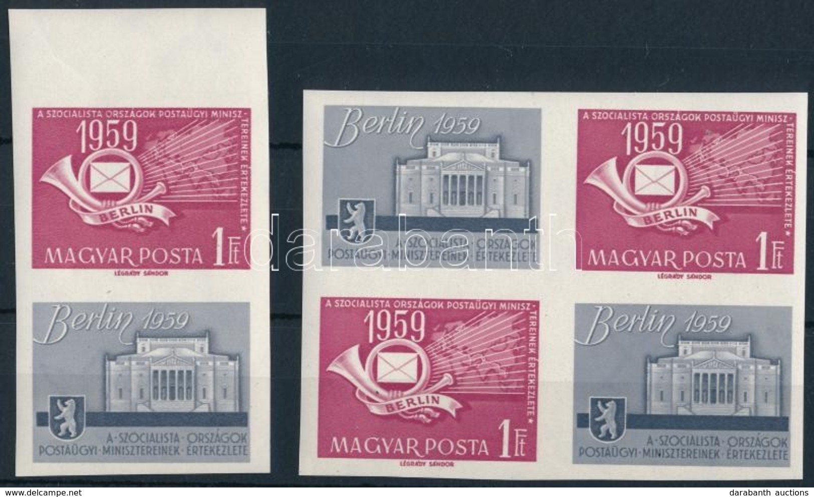 ** 1959 A Szocialista Országok Postaügyi Minisztereinek értekezlete Vágott Pár és 4-es Tömb (12.000) / Mi 1592 Imperfora - Other & Unclassified