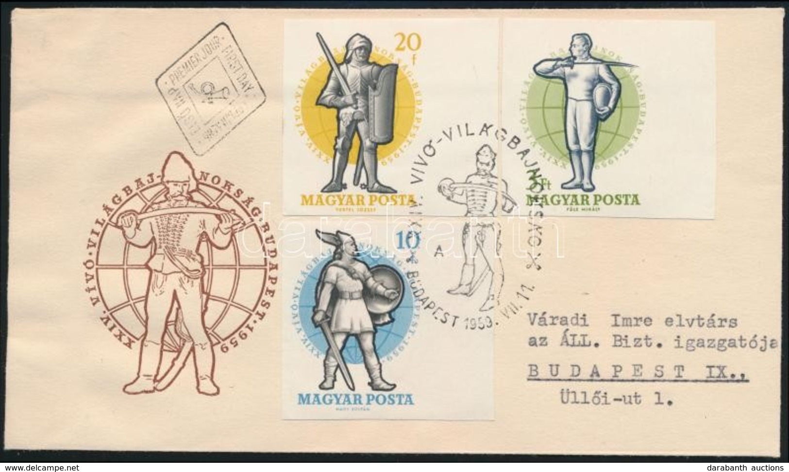 1959 Vívó VB Vágott Sor 3 Db FDC-n / Mi 1601-1608 Imperforate Set On 3 FDCs - Autres & Non Classés