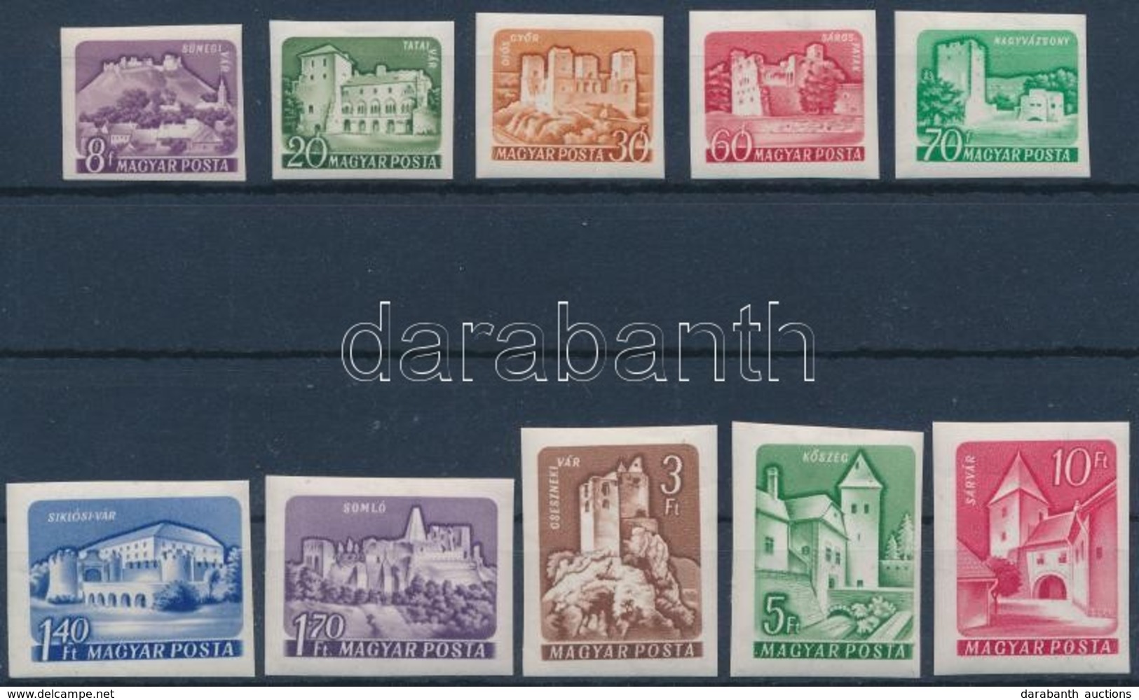 ** 1960 Várak I. Vágott Sor (30.000) / Mi 1650-1659 Imperforate Set - Other & Unclassified