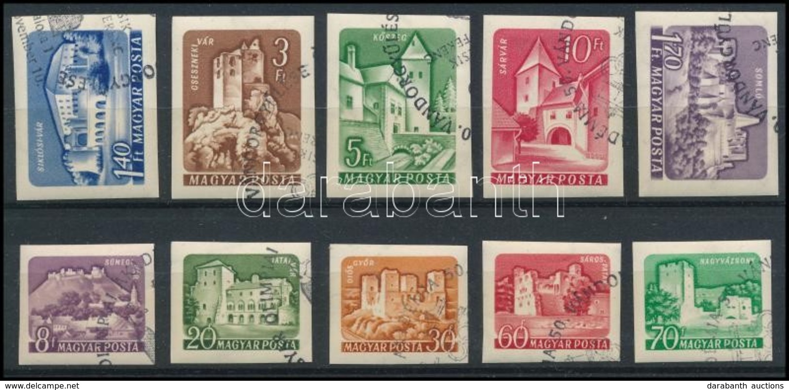 O 1960 Várak I. Vágott Sor (30.000) / Mi 1650-1659 Imperforate Set - Other & Unclassified