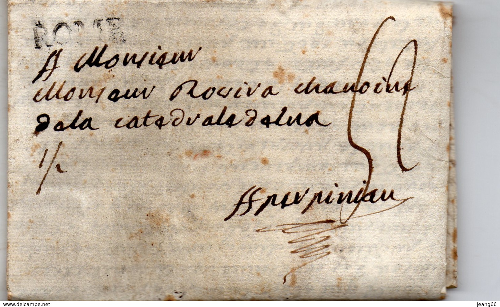 Bureau Français De ROME,le 3/3/1788,longue Lettre Pour PERPIGNAN,taxe 52. - 1701-1800: Vorläufer XVIII