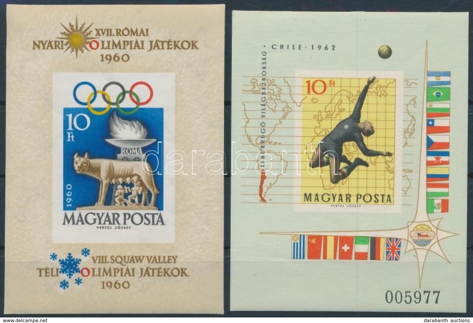 ** 1960-1962 Olimpia és Labdarúgó VB Vágott Blokkok (15.000) / Mi 30 + 34 Imperforate Blocks - Other & Unclassified