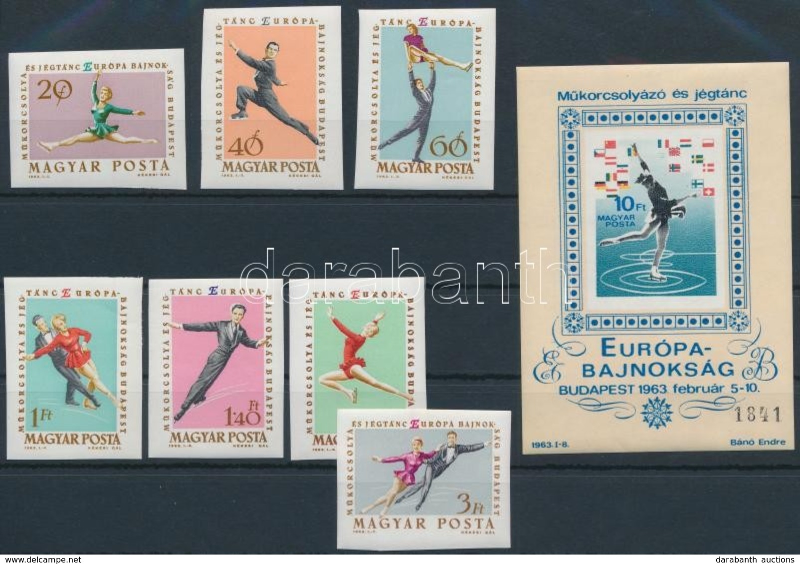 ** 1963 Műkorcsolyázó és Jégtánc EB Vágott Sor és Vágott Blokk (20.000) / Mi 1898-1904 + 37 Imperforate Set And Block - Other & Unclassified