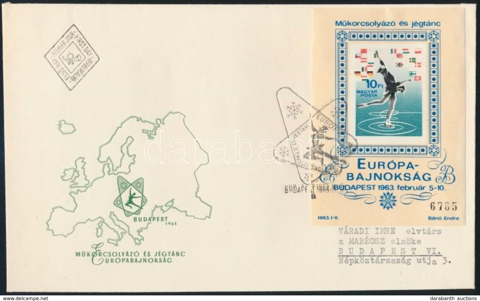 1963 Műkorcsolyázó és Jégtánc EB Vágott Blokk FDC-n / Mi Block 37 Imperforate On FDC - Other & Unclassified