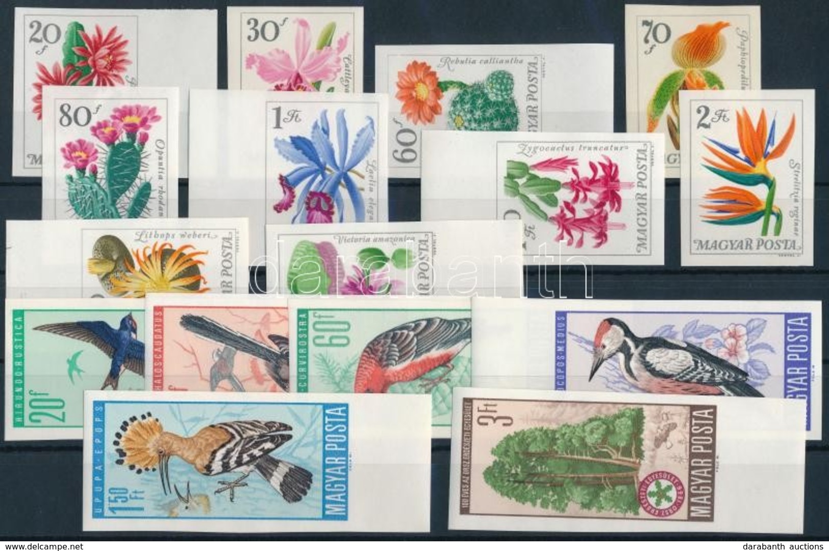 ** 1965-1966 Virág és Természetvédelem Vágott Sorok (11.000) / Mi 2164-2173 + 2231-2236 Imperforate Sets - Other & Unclassified