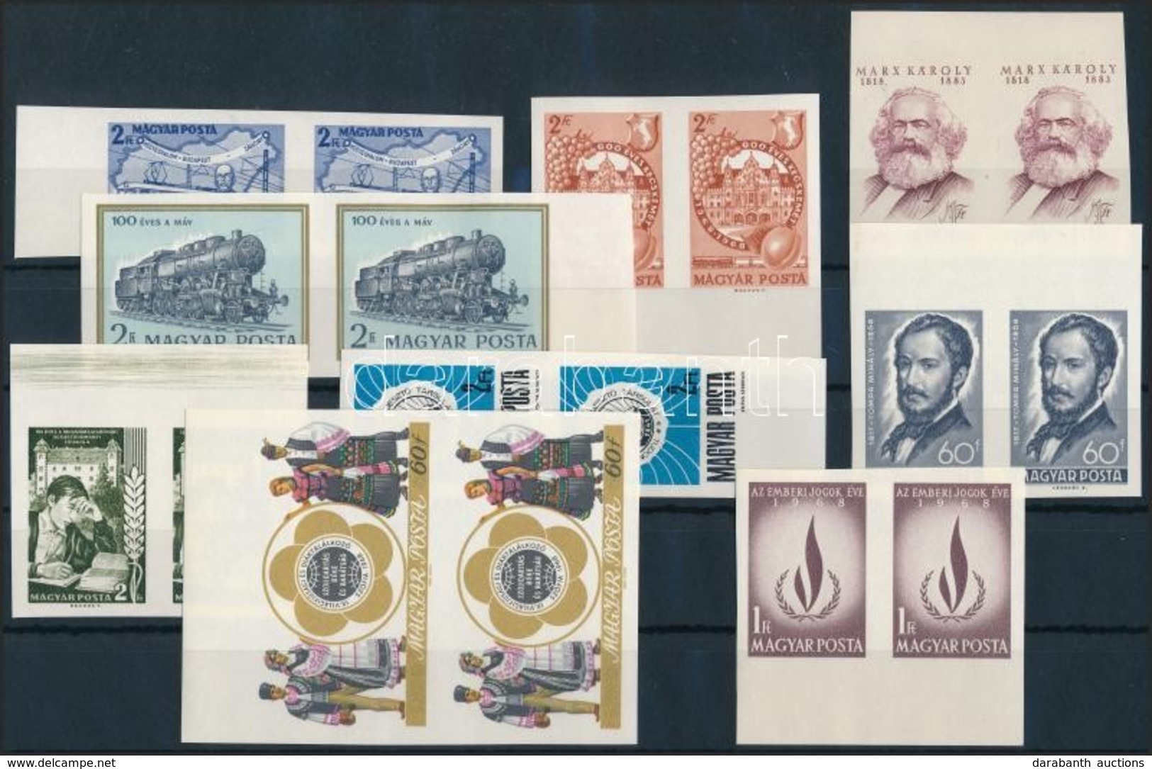 ** 1968 Évfordulók-események Vágott Sor ívszéli Párokban (24.000) / 9 Different Imperforate Stamps In Margin Pairs - Autres & Non Classés