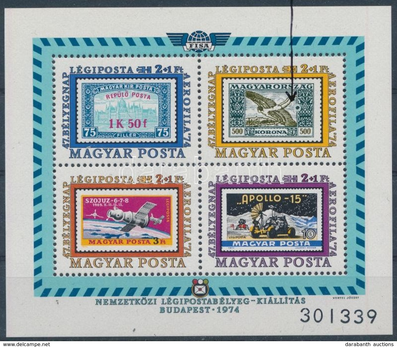 ** 1974 Aerofila Blokk Poloskával / Mi Block 109 With Paint Bubble - Other & Unclassified