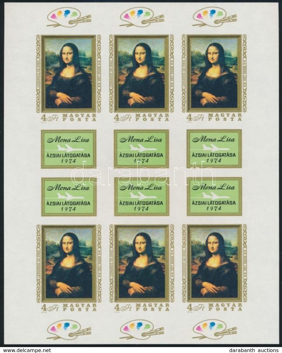 ** 1974 Mona Lisa Vágott Teljes ív (30.000) / Mi 2940 Complete Imperforate Sheet - Autres & Non Classés