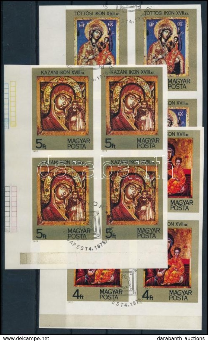 O 1975 Festmények Vágott Sor ívsarki 4-es Tömbökben (14.000) / Mi 3081-3087 Imperforate Set In Blocks Of 4 - Autres & Non Classés