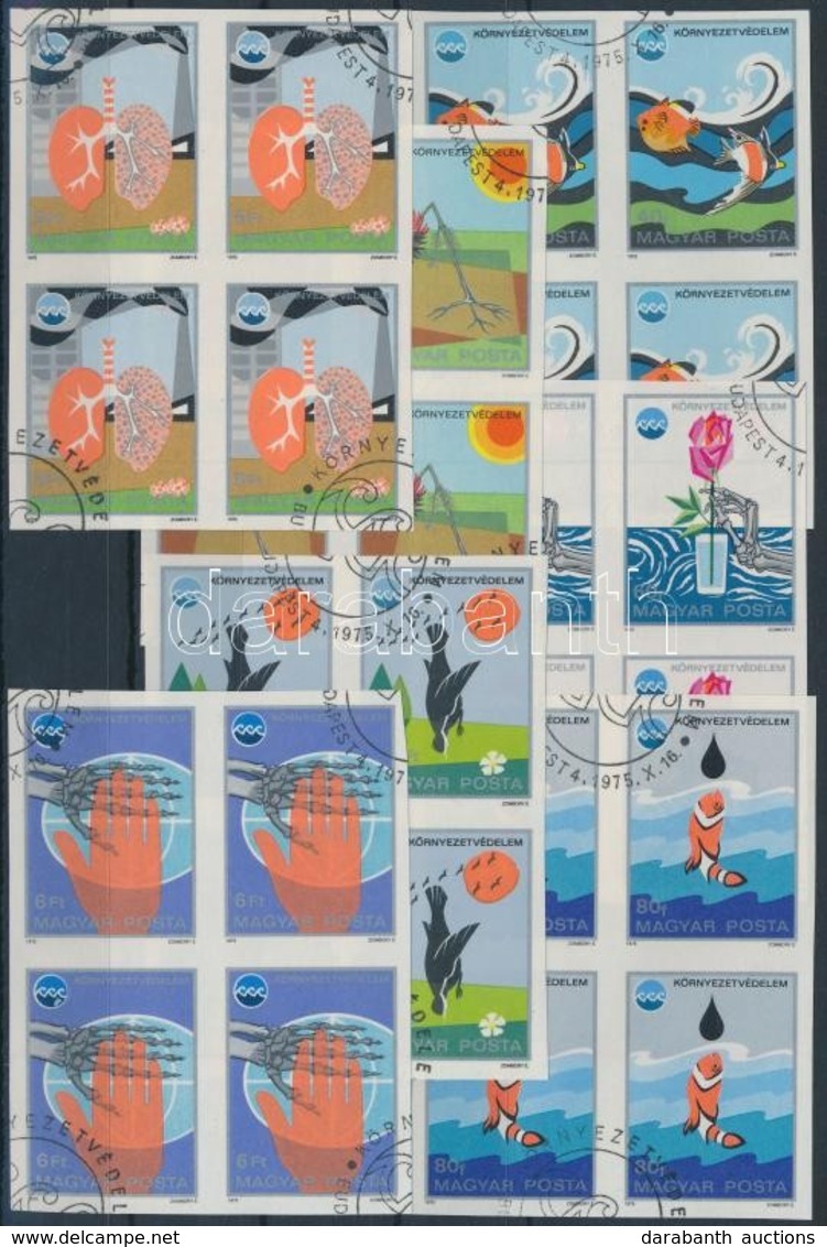 O 1975 Környezetvédelem I. Vágott Sor 4-es Tömbökben (12.000) / Mi 3089-3095 Imperforate Blocks Of 4 - Autres & Non Classés