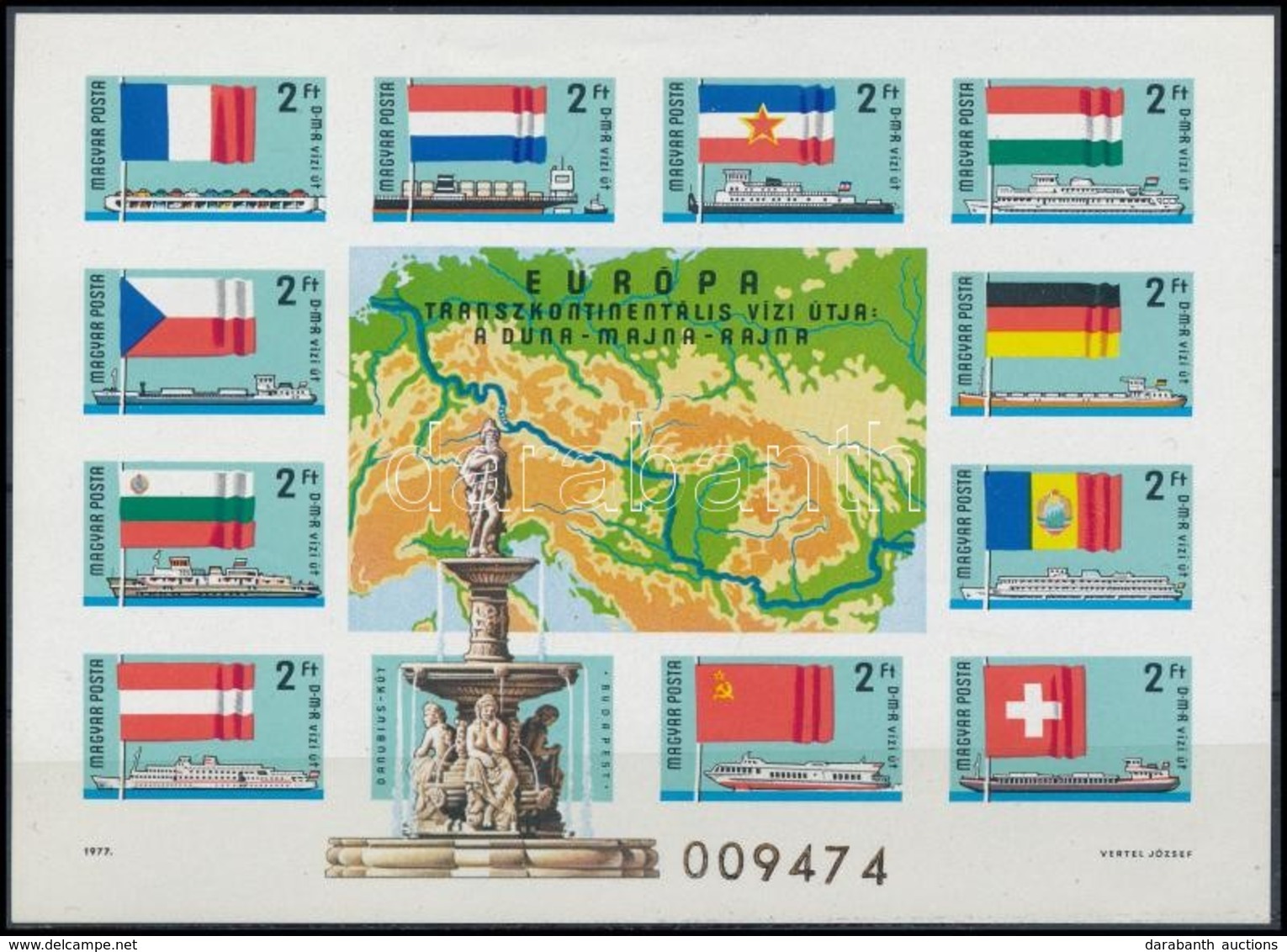 ** 1977 Európa Transzkontinentális Vízi útja Vágott Blokk (25.000) / Mi 128 Imperforate Block - Other & Unclassified