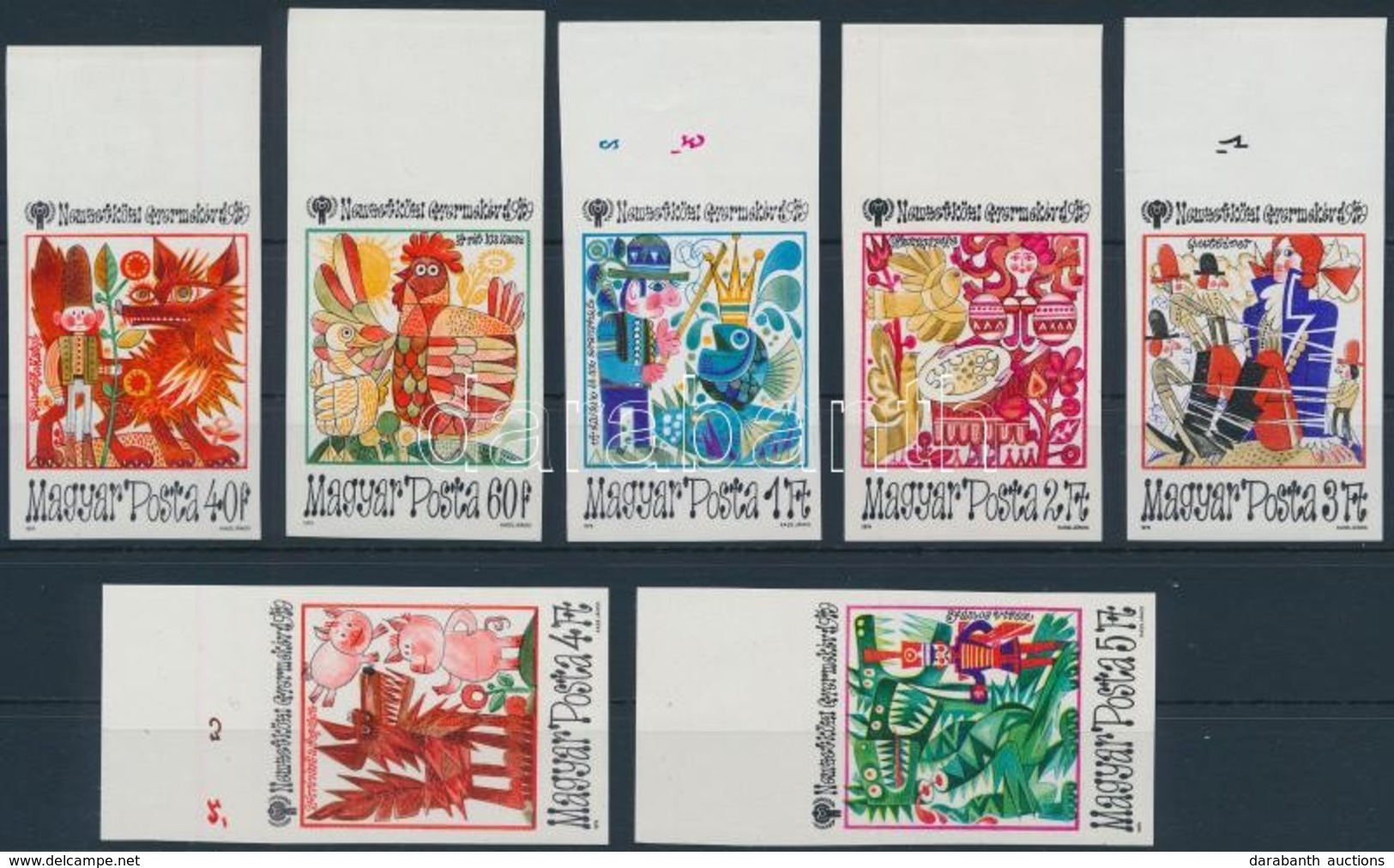 ** 1979 Nemzetközi Gyermekév (II.) ívszéli Vágott Sor / Mi 3397-3403 Imperforate Margin Set (1Ft Törés, 3Ft Ujjlenyomat  - Autres & Non Classés