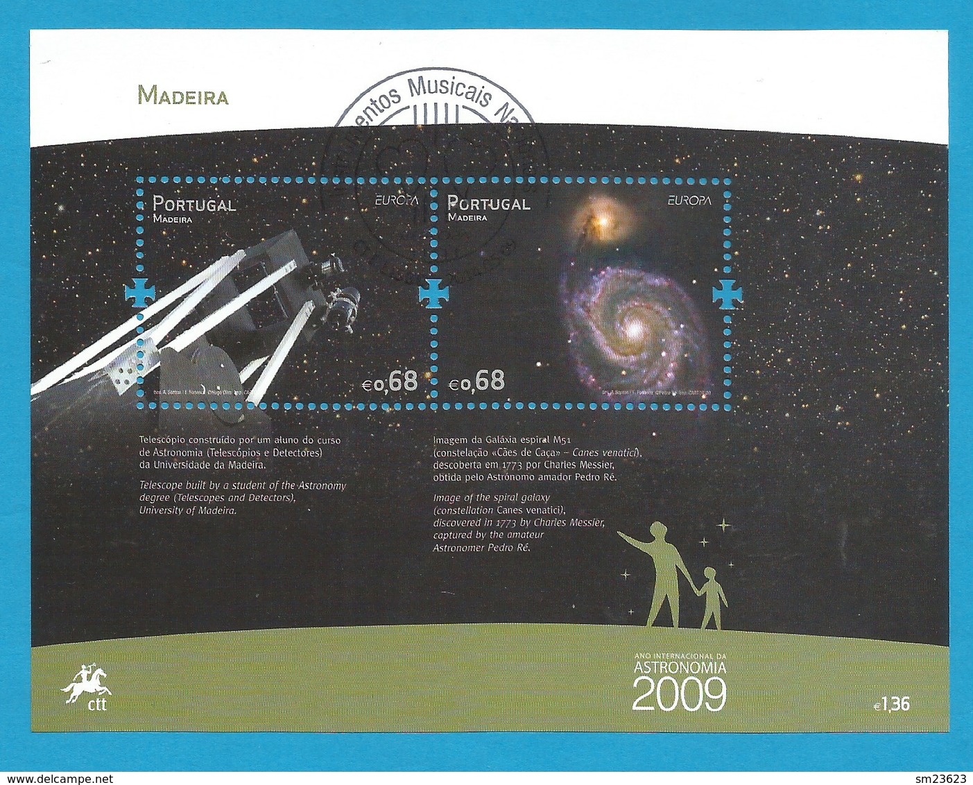 Portugal / Madeira  2009  Mi.Nr. Block 44 (297/298) , EUROPA CEPT - Astronomie - Gestempelt / Used / (o) - 2009