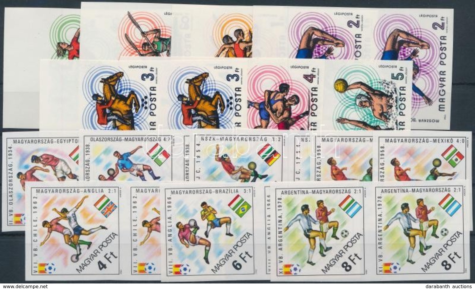 ** 1980-1982 Olimpia Vágott Sor Párokban és 2 Db Labdarúgó VB Vágott Sor (17.000) / 2 X Mi 3433-3439 + 3538-3544 Imperfo - Andere & Zonder Classificatie