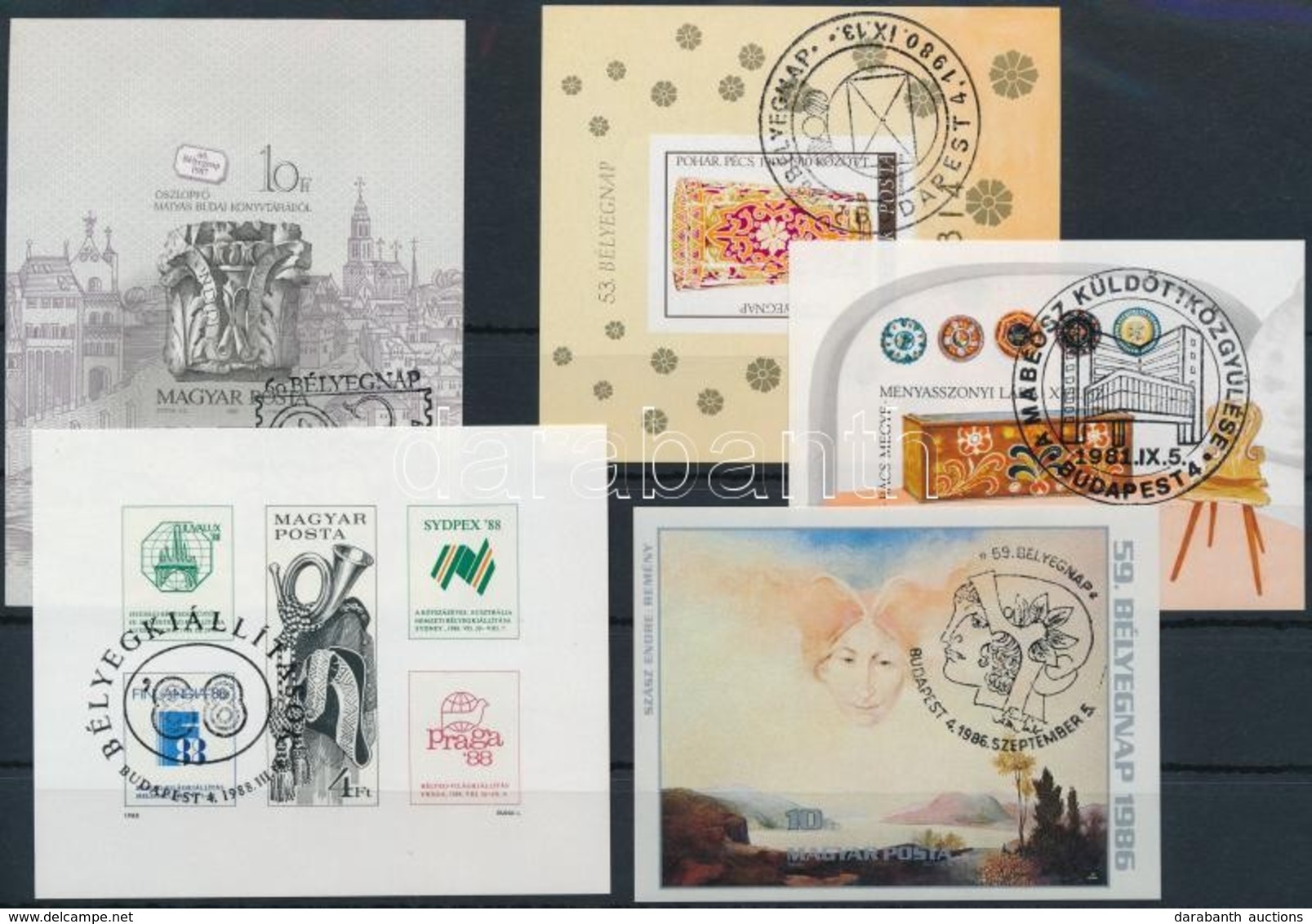 O 1980-1988 5 Klf Bélyegnap Vágott Blokk (22.000) / 5 Different Imperforate Blocks - Other & Unclassified