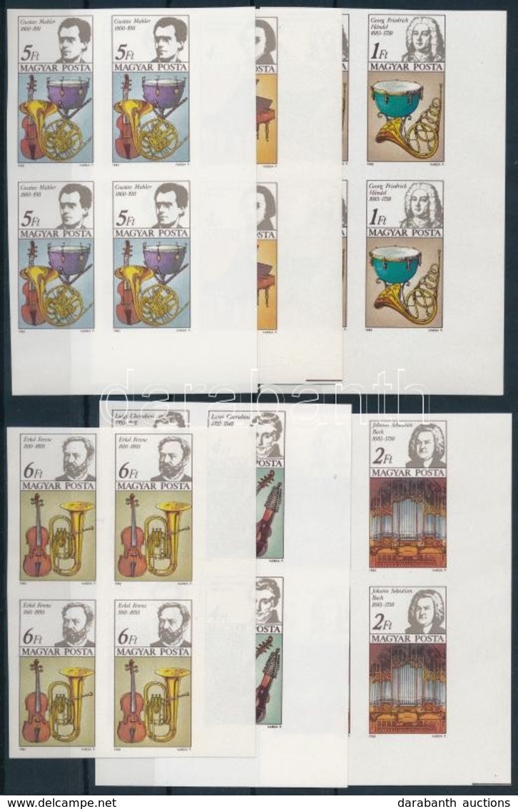 ** 1985 Zeneszerzők Vágott Sor ívszéli 4-es Tömbökben (16.000) / Mi 3772-3777 Imperforate Margin Blocks Of 4 - Autres & Non Classés