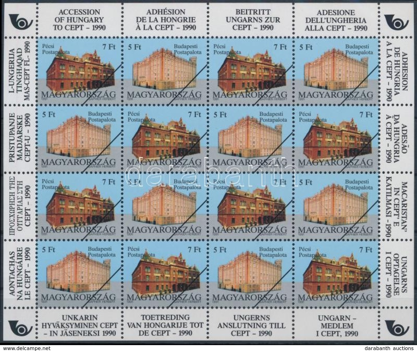 1991 Magyarország Csatlakozása A CEPT-hez Kisív MINTA (20.000) / Mi 4131-4132 Complete Sheet SPECIMEN - Sonstige & Ohne Zuordnung