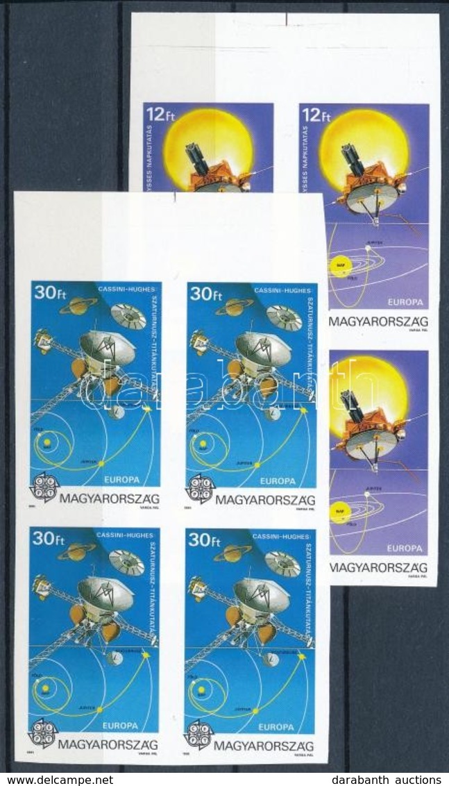 ** 1991 Európa Az űrben Vágott Sor ívszéli Négyestömbökben (28.000) / Mi 4133-4134 Imperforate Margin Blocks Of 4 - Autres & Non Classés