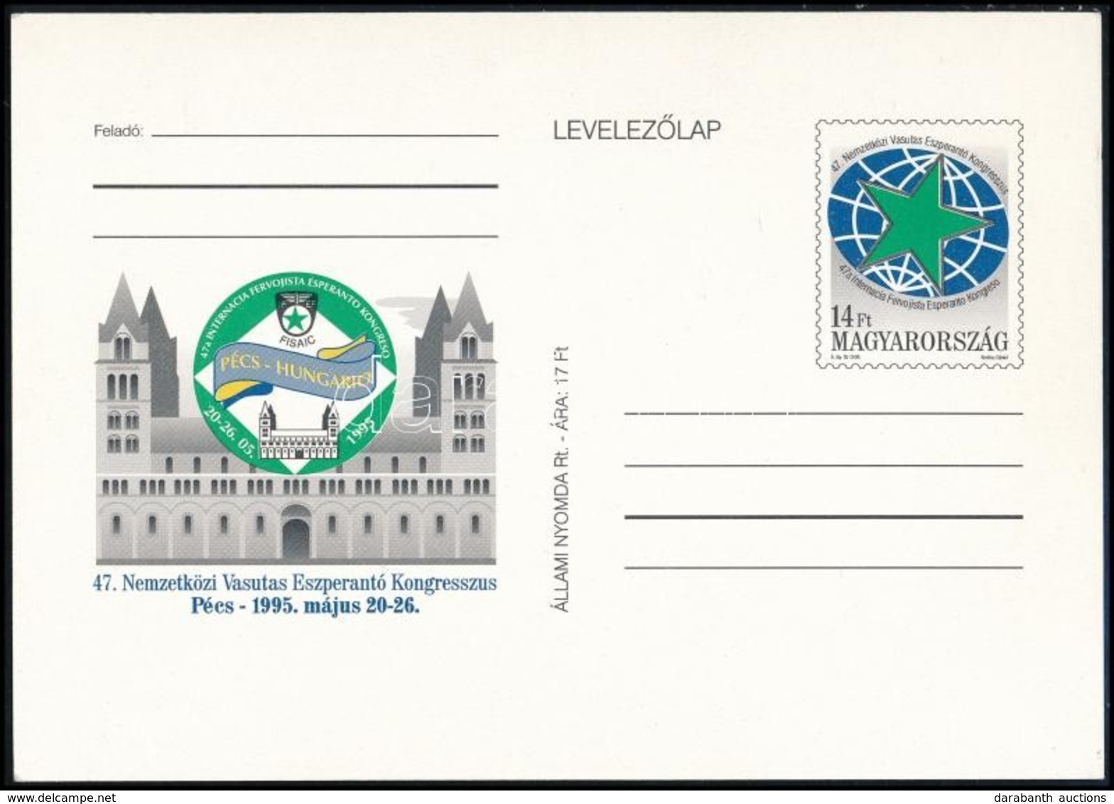 1995 Használatlan 14Ft Díjjegyes Levelezőlap Kétoldali Nyomat, Tévnyomat!/ Unused 14Ft PS-card Error, Printed On Both Si - Autres & Non Classés