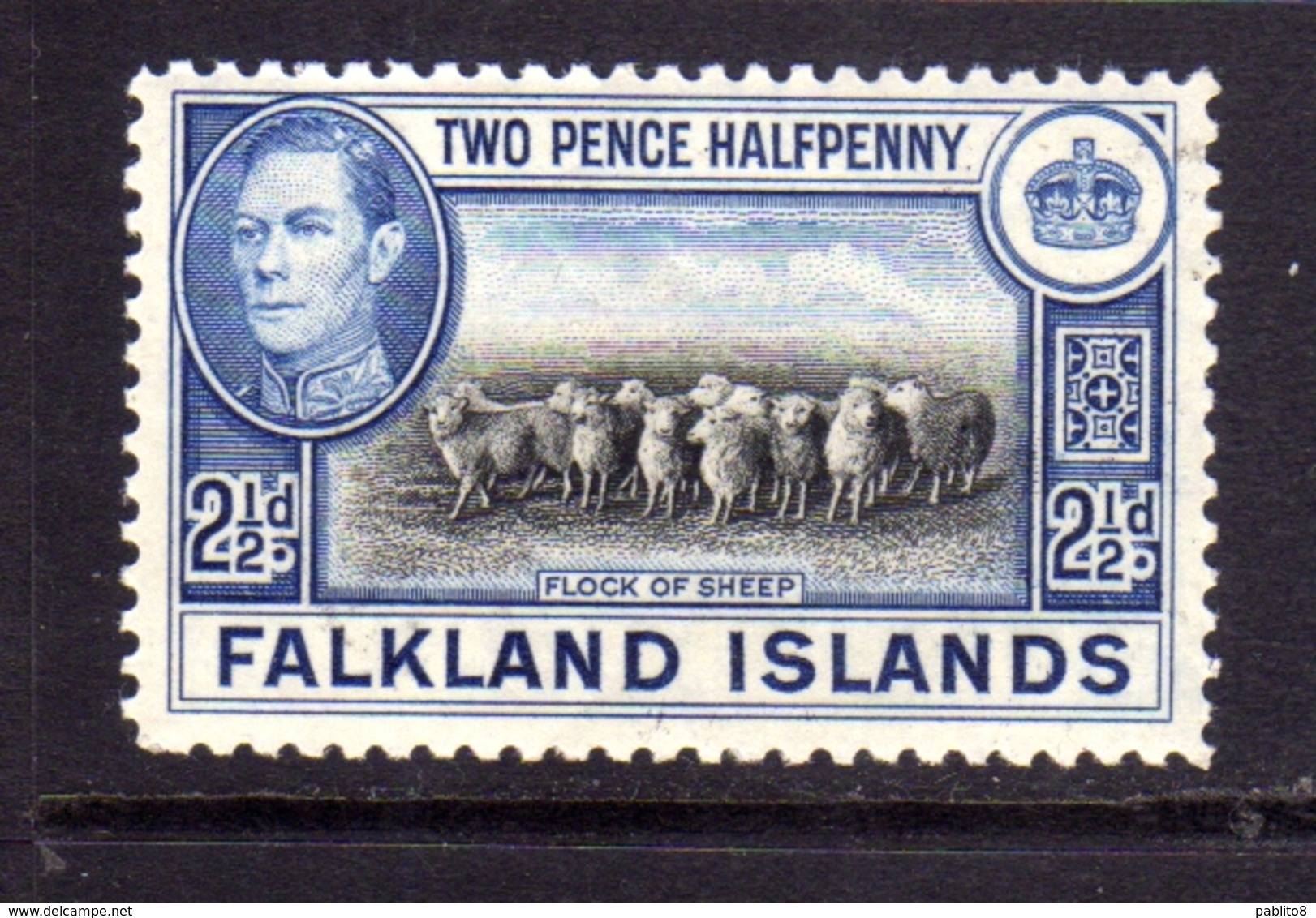 FALKLAND ISLANDS ISOLE 1938 FLOCK OF SHIP GREGGE DI PECORE KING GEORGE 2 1/2d  MNH - Islas Malvinas