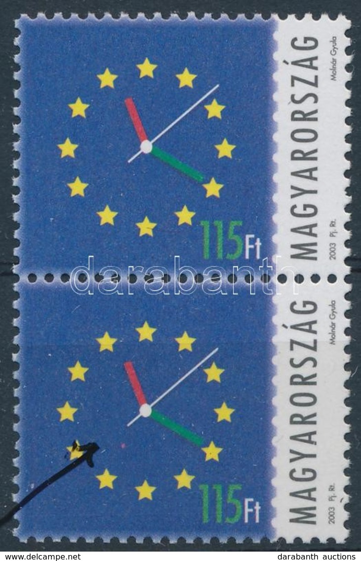 ** 2003 EU Csatlakozás 115Ft Pár, Piros Pötty A Mutató Alatt / Mi 4808 Pair, 1 Stamp With Red Spot - Autres & Non Classés