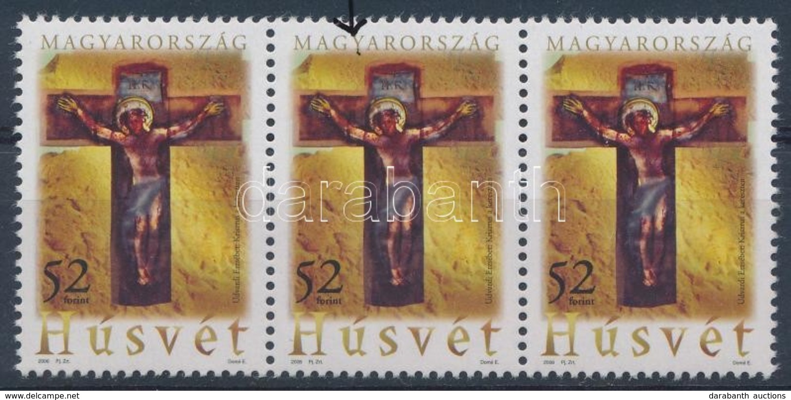 ** 2006 Húsvét 52Ft Hármascsík, Festékfolttal - Sonstige & Ohne Zuordnung