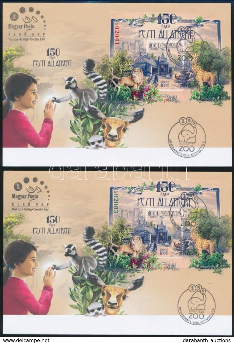 2016 Állatkert Túlfogazott és Vágott Blokk 2 FDC-n (26.000) / 2 X Mi 390 Perforate And Imperforate Blocks On 2 FDC's - Autres & Non Classés