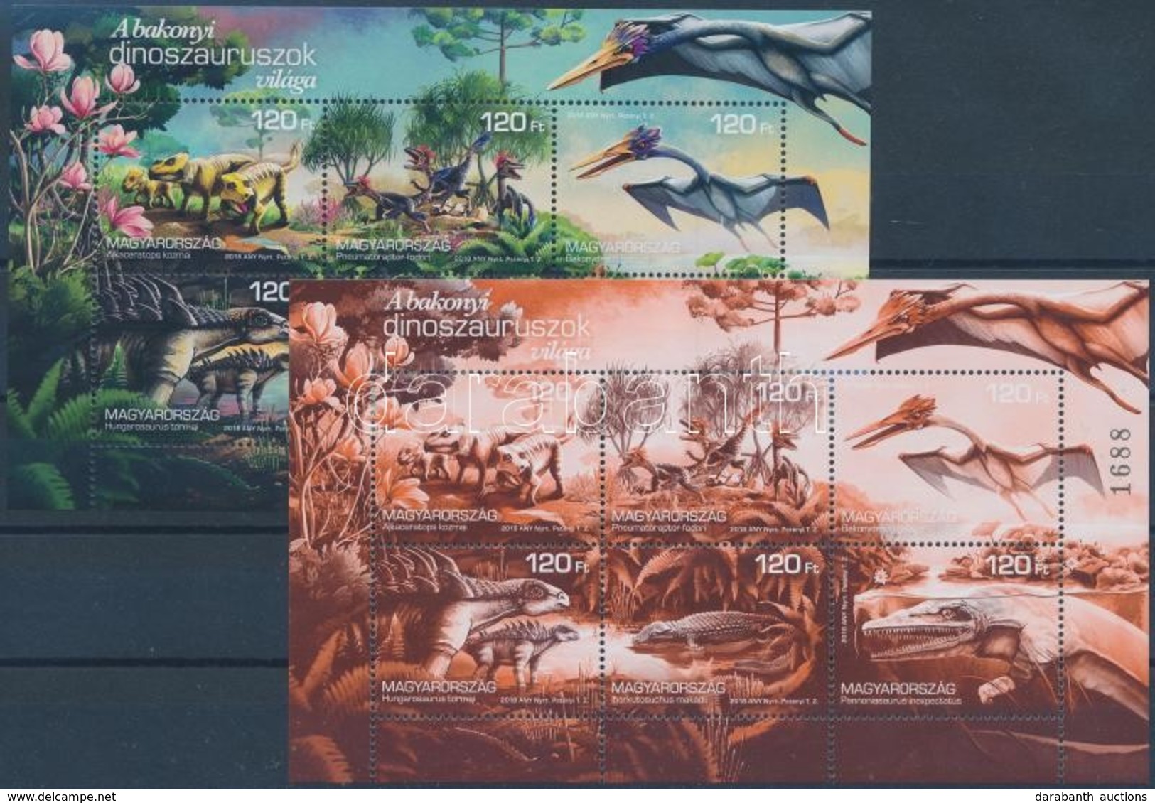 ** 2018 Dinoszauruszok Normál és Egyszínű Blokk / Prehistoric Animals Normal And Special Minisheet - Other & Unclassified