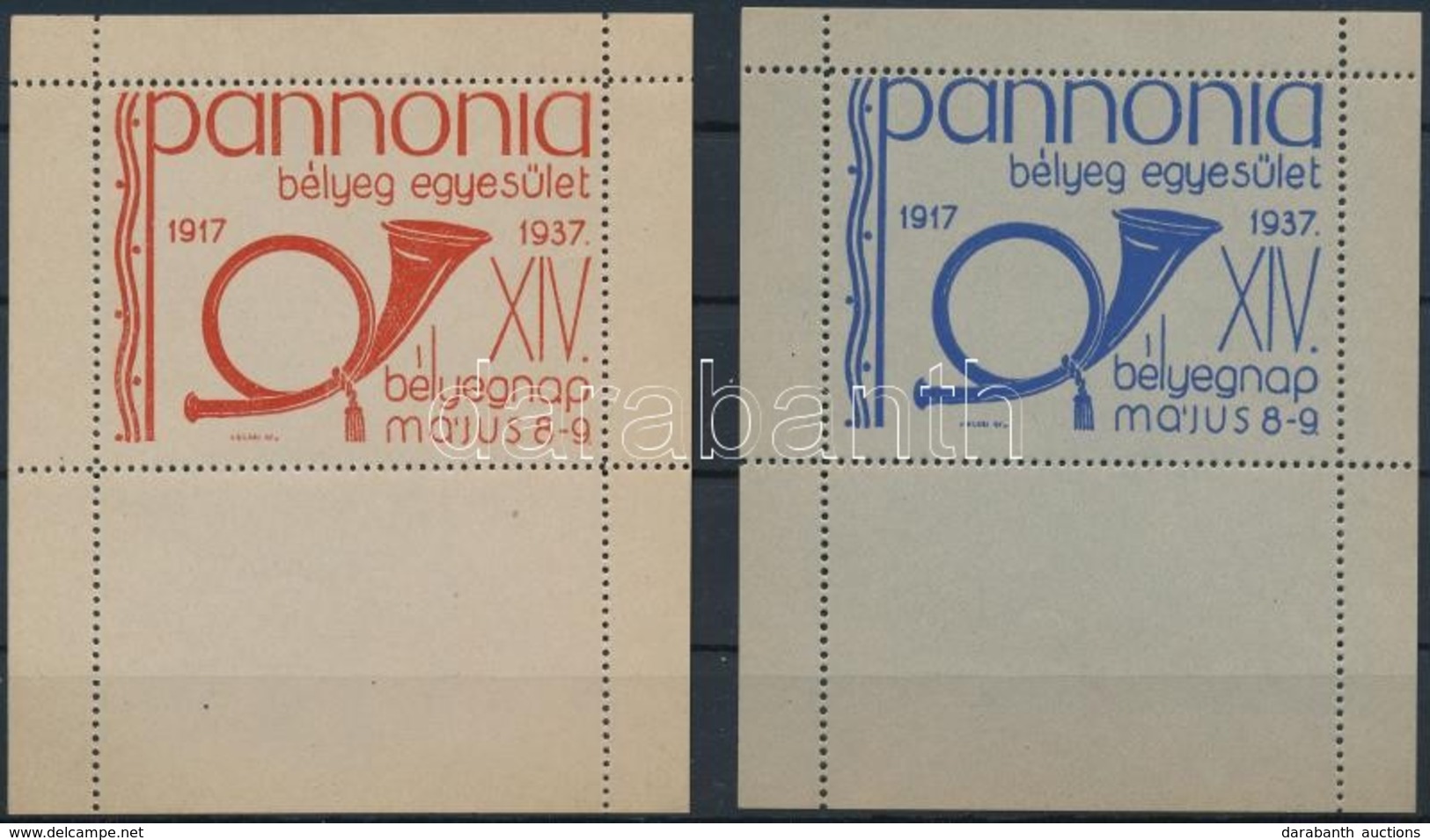 (*) 1937/2ca + 2cb Pannóniai Bélyegegyesület Emlékívpár (20.000) / Souvenir Sheet Pair - Sonstige & Ohne Zuordnung