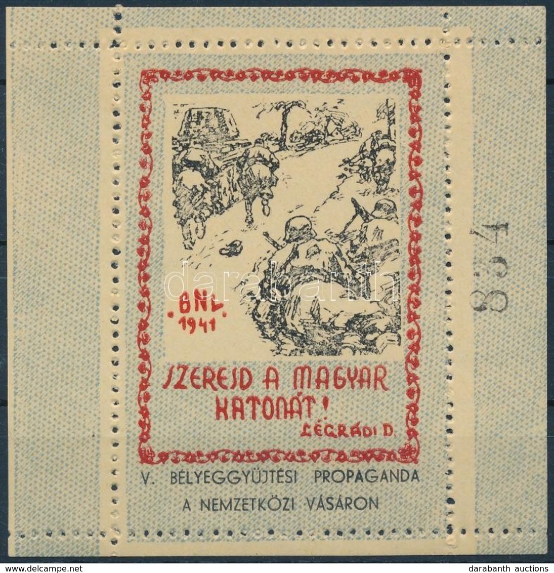 ** 1941/9aaaI Magyar Honvéd Emlékív (8.000) / Souvenir Sheet - Other & Unclassified