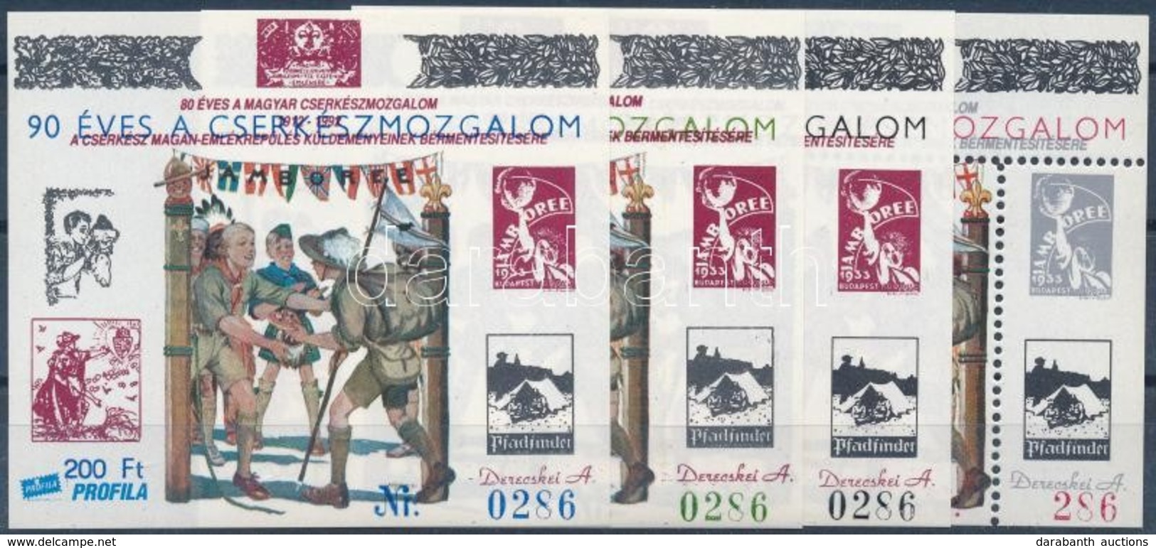 ** 1997/4 90 éves A Cserkészmozgalom 4 Db-os Emlékív Garnitúra Azonos Sorszámmal (15.000) / Souvenir Sheet Collection Wi - Sonstige & Ohne Zuordnung